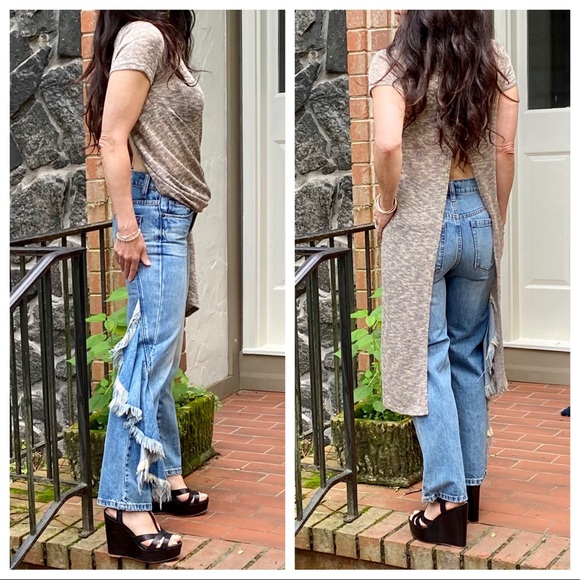✨LAST ONES✨CHIC SIDE FRAYED JEANS - Picture 2 of 7